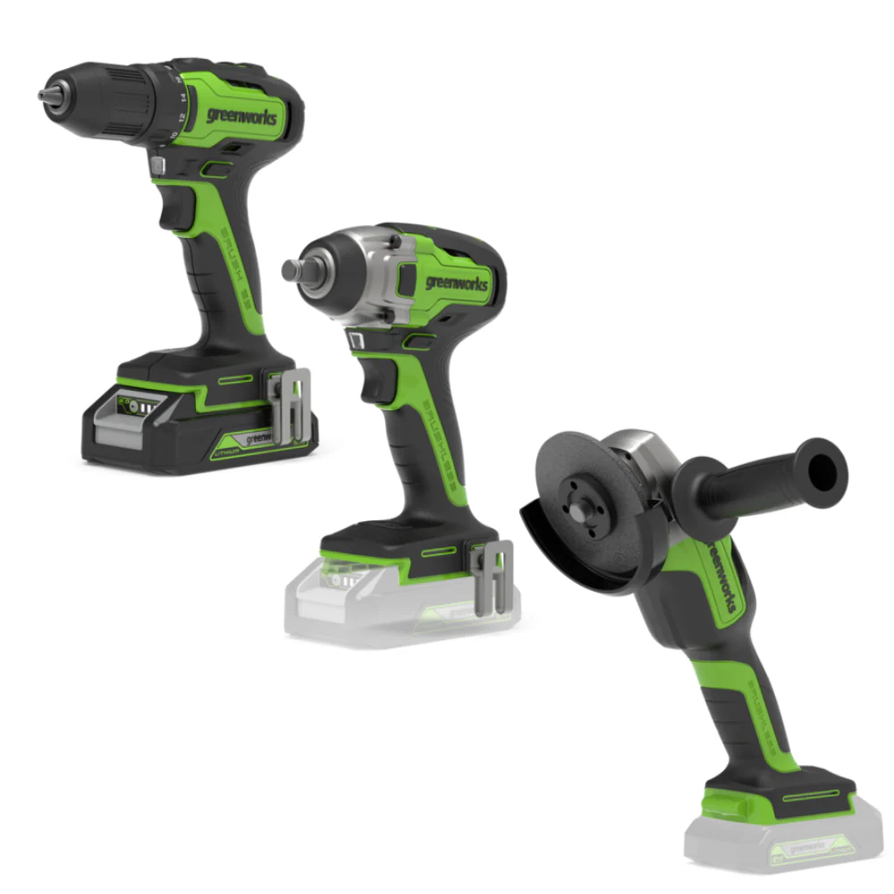 POWERALL 24V Drill + Impact Wrench + Angle Grinder Set